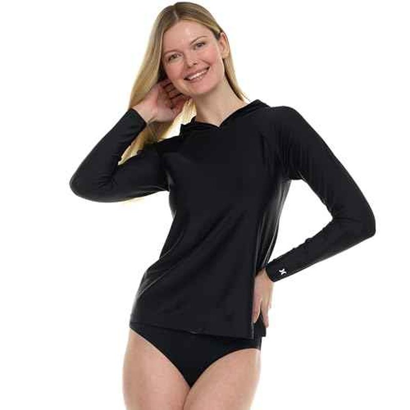 Hurley Rash Guard for Women with Hood, Long Sleeve Hoodie Swim Shirts for Women, Quick Dry UPF 50+ SPF Sun & UV Protection
