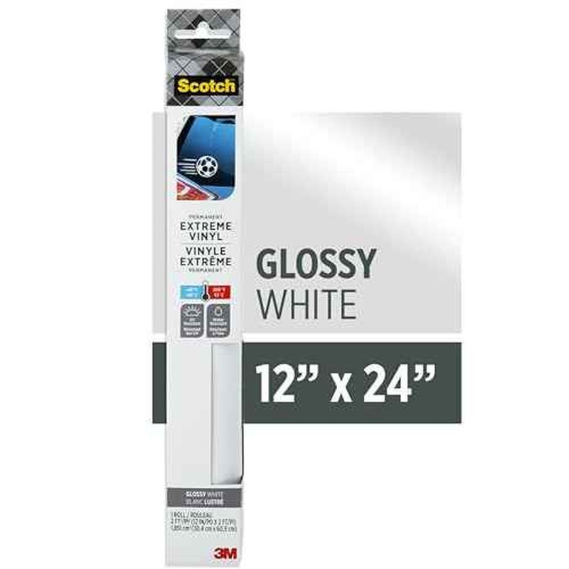 Scotch Extreme Premium Vinyl, 12 x 24 in, Perfect for Outdoor and Automotive Projects, Holds Securely Under The Toughest Conditions, White (VIN-EX-WHT)