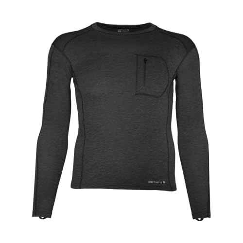 Carhartt Men's MBL119 Base Force® Heavyweight Base Layer Poly-Wool Crew - Large Tall - Black Heather