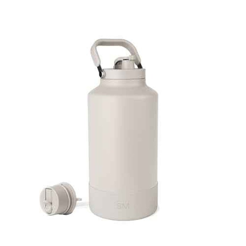Simple Modern Trek Pivot | Gallon Water Bottle Jug with Handle & Boot | Interchangeable Straw & Chug Lids | Large Insulated Stainless Steel | Sports Camping Outdoors | 128oz, Almond Birch