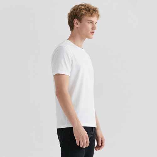 OKBA 4 Pack White t Shirts for Men,Crew Neck Short Sleeve Men's Undershirt,Plain White Workout Polyester tee Bulk