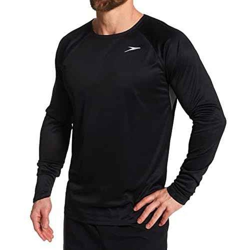 Speedo Men's UV Swim Shirt Basic Easy Long Sleeve Regular Fit