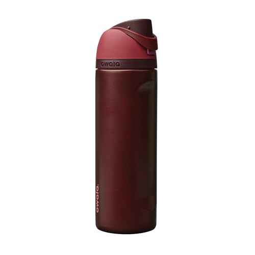 Owala FreeSip Insulated Stainless Steel Water Bottle with Straw, BPA-Free Sports Water Bottle, Great for Travel, 24 Oz, Black Cherry