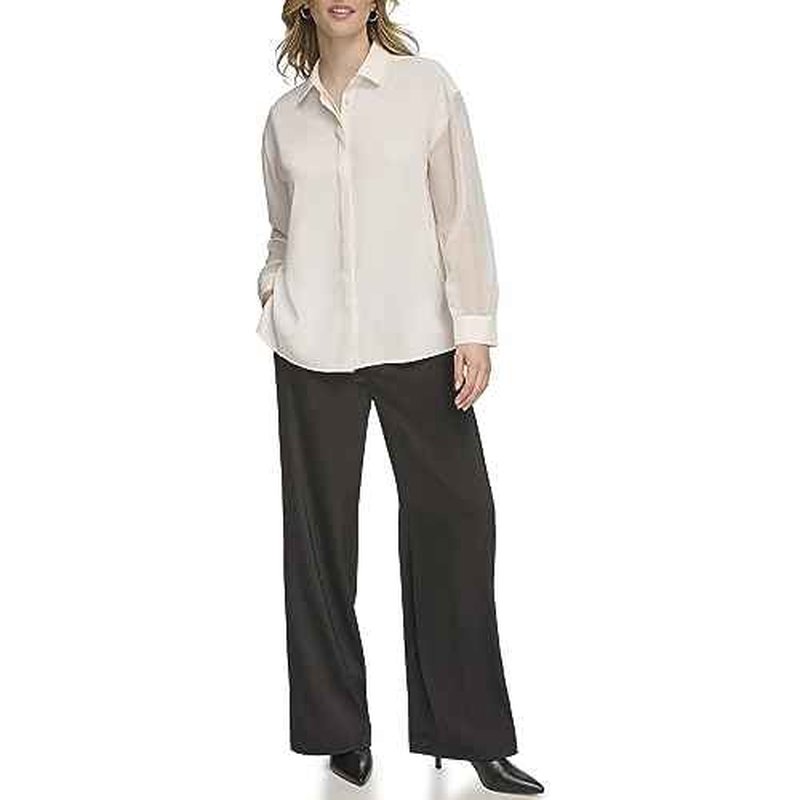 Calvin Klein Women's Button Front Long Sleeve Blouse
