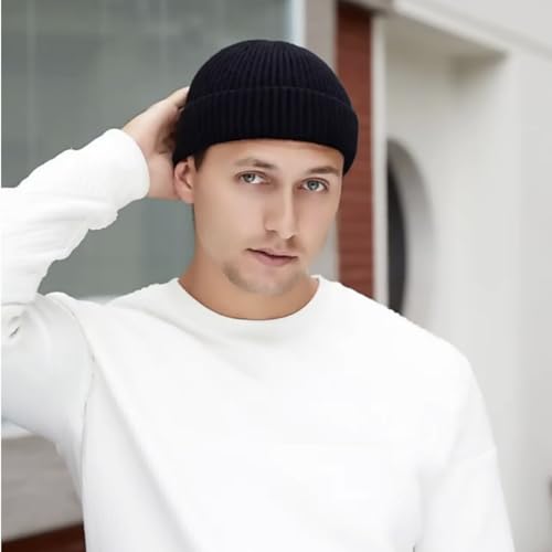 Knit Cuff Short Fisherman Beanie Hats for Men Women Trawler Beanie Winter Warm Watch Hats