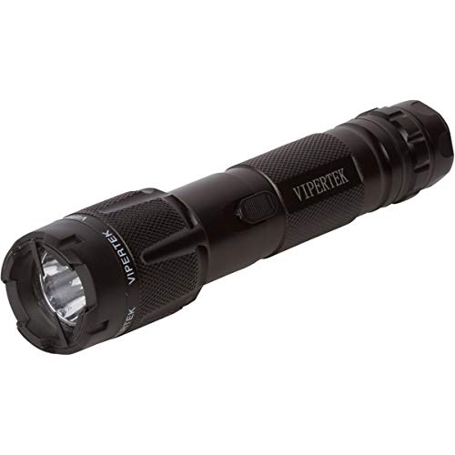 VIPERTEK VTS-T03 Aluminum Stun Gun for Self Defense Rechargeable with LED Flashlight, Blue