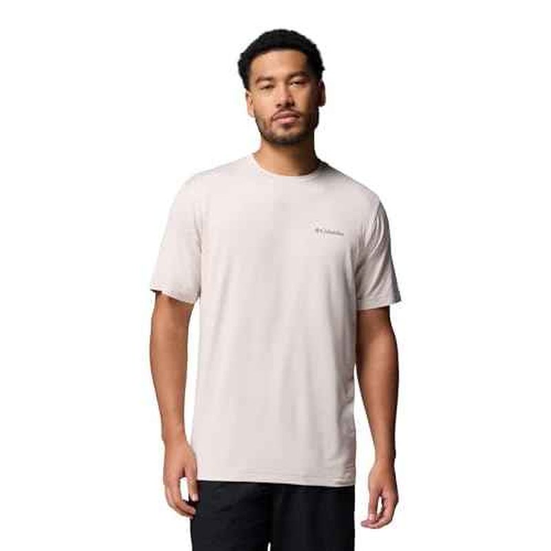 Columbia Mens Kwick Hike Back Graphic Short Sleeve Tee, Dark Stone Heather/Linescape, X-Small