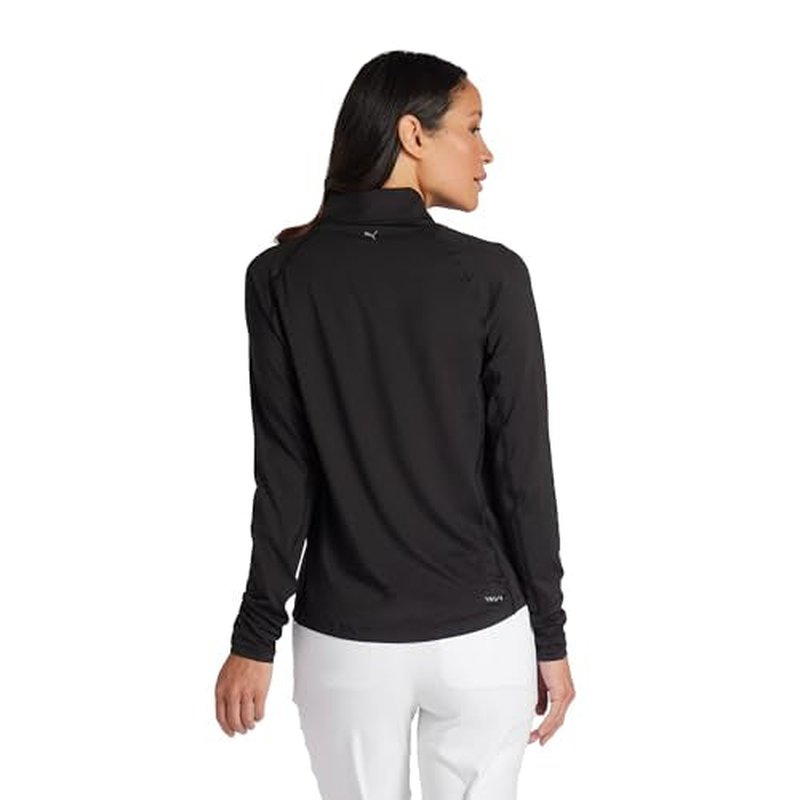 PUMA Women's You-V Solid 1/4 Zip, Black Shade, S