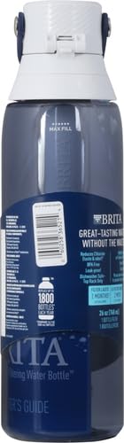 Brita Hard-Sided Plastic Premium Filtering Water Bottle, BPA-Free, Reusable, Replaces 300 Plastic Water Bottles, Filter Lasts 2 Months or 40 Gallons, Includes 1 Filter, Night Sky - 26 oz.