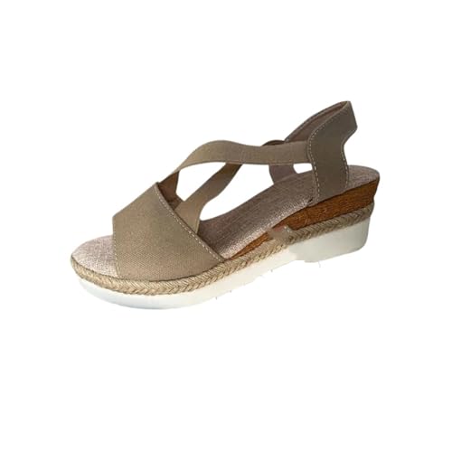 Sikrit OrthoStella Ergonomic Pain-Relieving Sandals for Women, Womens Width Sandals Flat Wedge Heel Hollow Beach Sandals (beige,38)