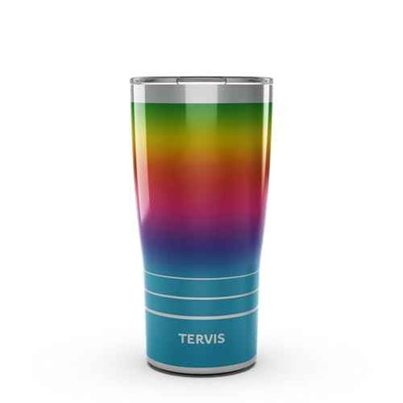 Tervis Traveler Rainbow Flavor Ombre Triple Insulated Tumbler Travel Cup Keeps Drinks Cold & Hot, 20oz, Stainless Steel