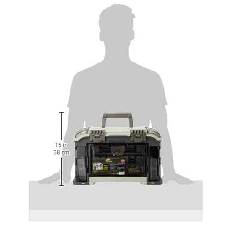 Plano Elite Series Ultimate Angled Tackle System, Graphite & Sandstone, Includes 6 StowAway Utility Boxes, Premium Tackle Storage for Fishing Gear and Accessories, Waterproof Case