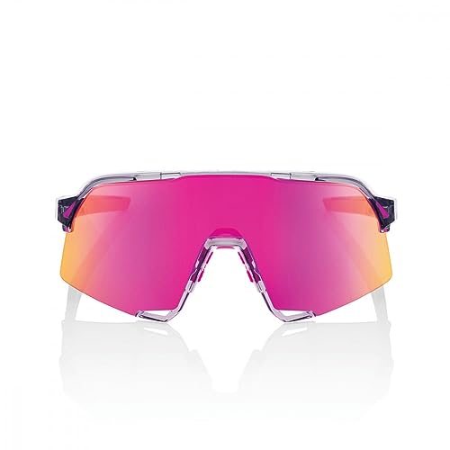 100% S3 Sport Performance Cycling Sunglasses (Polished Translucent Grey - Purple Multilayer Mirror Lens)