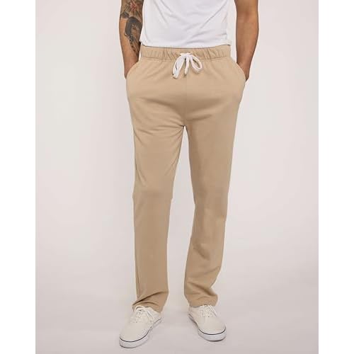 Real Essentials 3 Pack: Men's Tech Fleece Athletic Casual Open Bottom Sweatpants with Pockets (Available in Big & Tall)