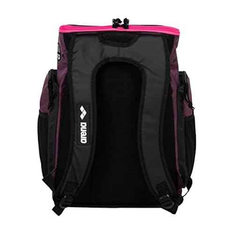 ARENA Spiky III Backpack 45 Swimming Athlete Sports Gym Rucksack Large Training Gear Equipment Swim Bag for Men and Women, 45 Liters, Plum/Neon Pink