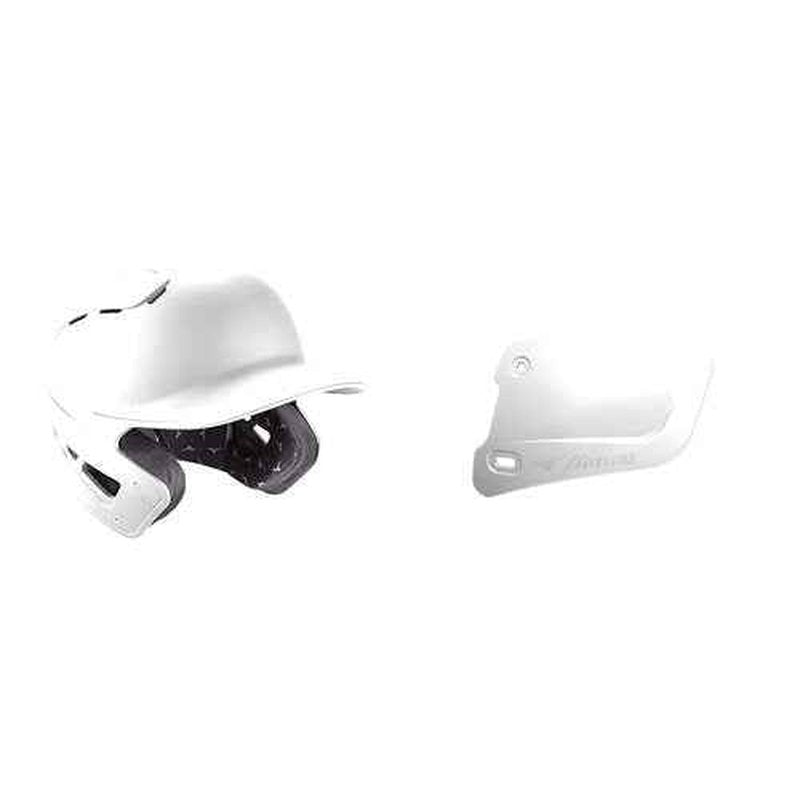 Bundle of Mizuno B6 Adult Baseball Batting Helmet, White, Large/X-Large + Mizuno Batters Face Protector, White, Left Hand Batter