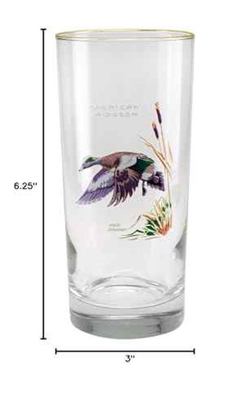 Culver Ned Smith 22k Gold Rim Waterfowl Cooler Glasses, 15-Ounce, Assorted Set of 4