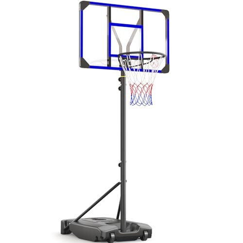 Yohood Kids Basketball Hoop Outdoor 4.82-8.53ft Adjustable, Portable Basketball Hoops & Goals for Kids/Teenagers/Youth in Backyard/Driveway/Indoor, with Enlarged Base and PC Backboard