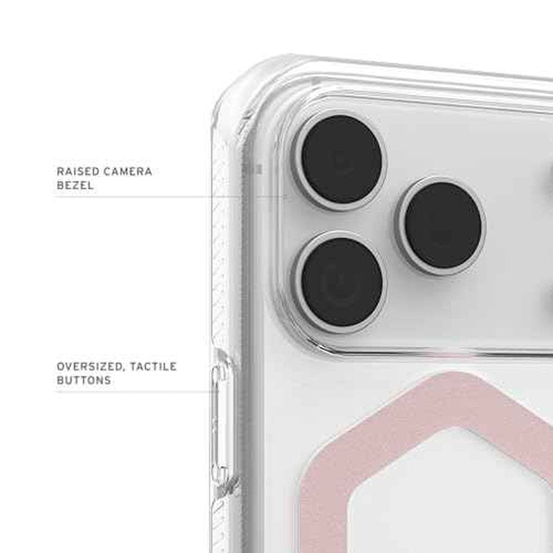 URBAN ARMOR GEAR UAG Designed for iPhone 17 Pro Case Plyo - Compatible with MagSafe Transparent Military Grade Protective Cover, Ice/Rose Gold
