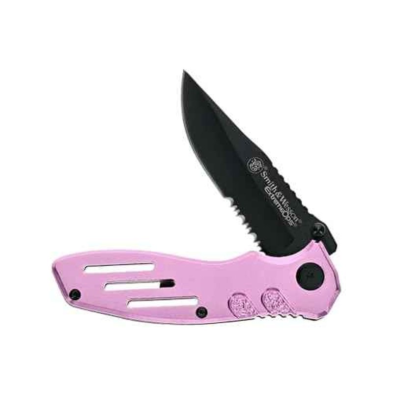 Smith & Wesson Extreme Ops Clip Point with Pocket Clip, Aluminum Handle, 3.1" Blade, Stainless Steel, for Tactical, Survival, and Everyday Carry