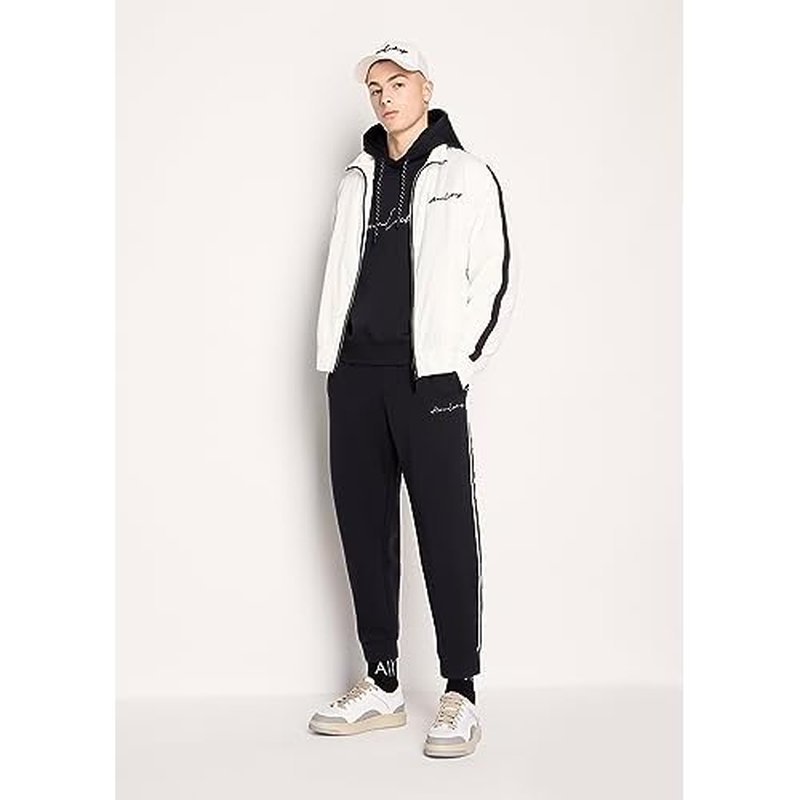 Armani Exchange Men's Bonded Cotton Signature Logo Hoodie Sweatshirt