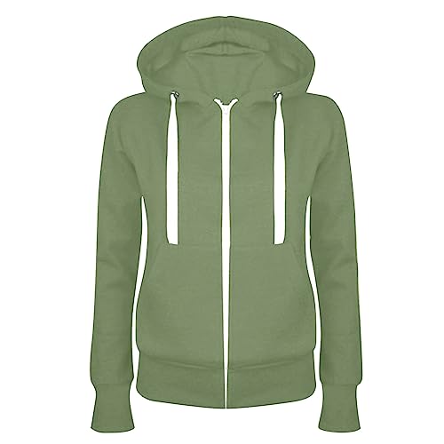 BOXIACEY Fleece Hoodie Women Zip Up Drawstring Jacket Long Sleeve Lightweight Hoodie Casual Hooded Jacket with Pockets