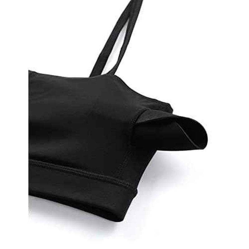 CRZ YOGA Butterluxe Womens Adjustable Spaghetti Thin Strap Sports Bra - Padded Wireless Square Neck Workout Yoga Clothes