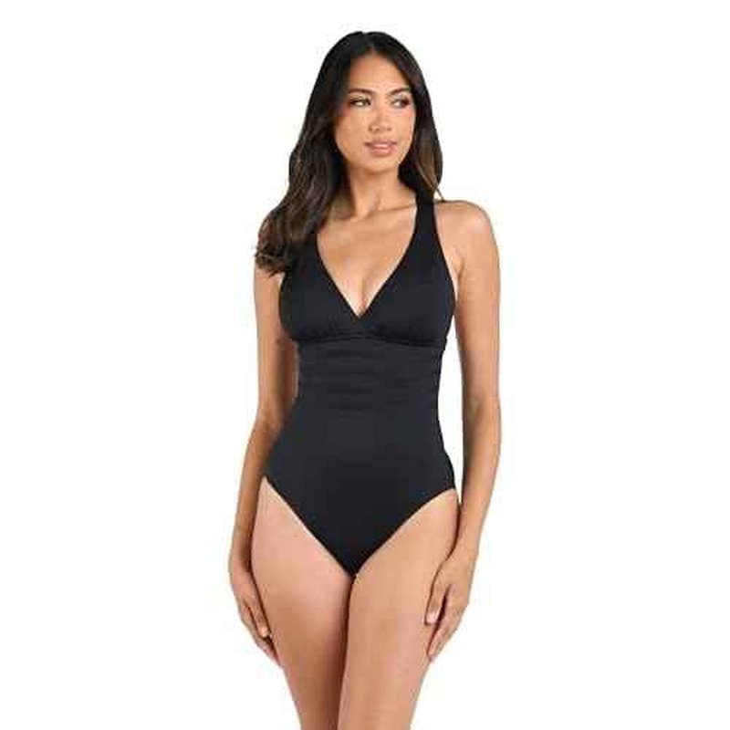 La Blanca womens Island Goddess Multi-strap Cross Back One Piece Swimsuit