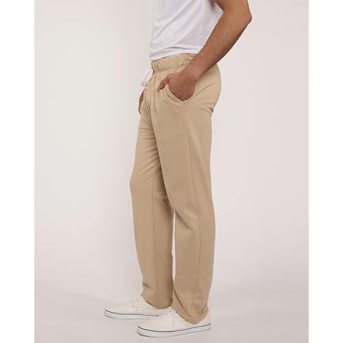 Real Essentials 3 Pack: Men's Tech Fleece Athletic Casual Open Bottom Sweatpants with Pockets (Available in Big & Tall)