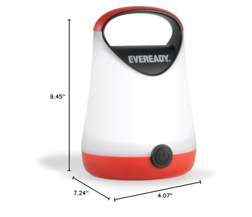 Eveready LED Camping Lantern, Bright Battery Powered Lantern, Water Resistant Hurricane Supplies, 100 Hour Run-time, Pack of 1, Red and Black