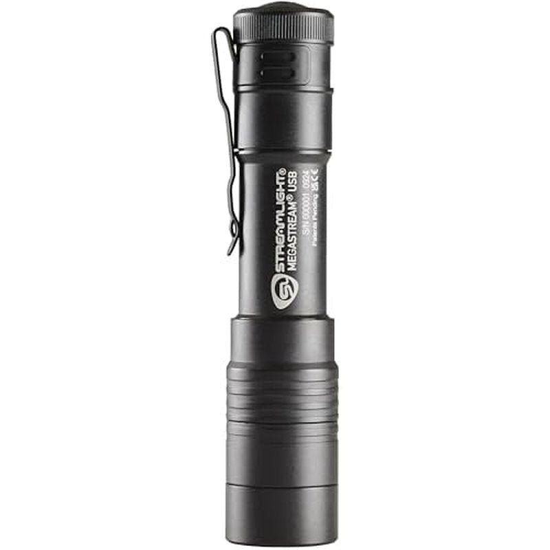 Streamlight 66210 MegaStream USB 1800-Lumen 26000-Candela Rechargeable EDC Flashlight Includes Rechargeable Battery, USB-C Cable, and Holster, Black