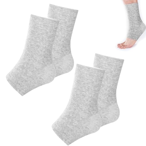 MVVM 2 Pairs of One Compress Bamboo Foot Sleeves,Keep Warm Bamboo Ankle Socks Foot Sleeves, Suitable for Cold Protection Against Swelling and Sprains (Gray,One Size Fits All)
