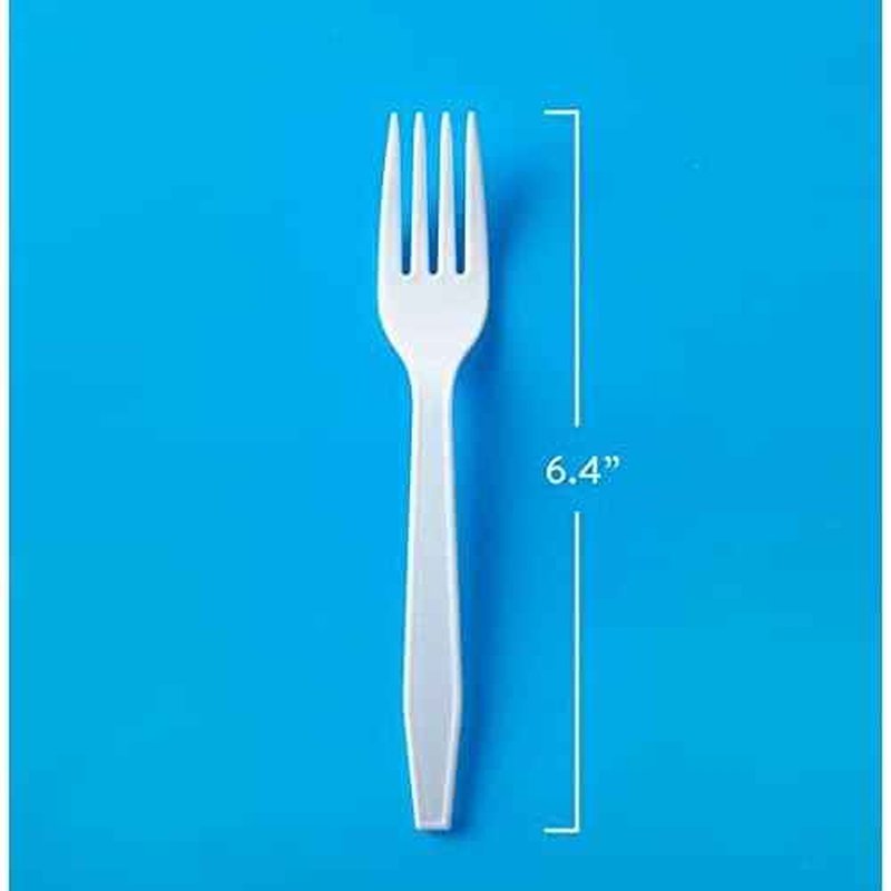 Member''s Mark Heavyweight White Plastic disposable (Spoons, Forks,Knives) Great for home, office and picnics (Forks)