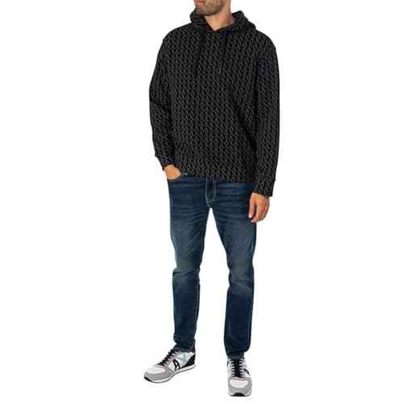 Armani Exchange mens All Over Print Cotton Hooded Sweatshirt