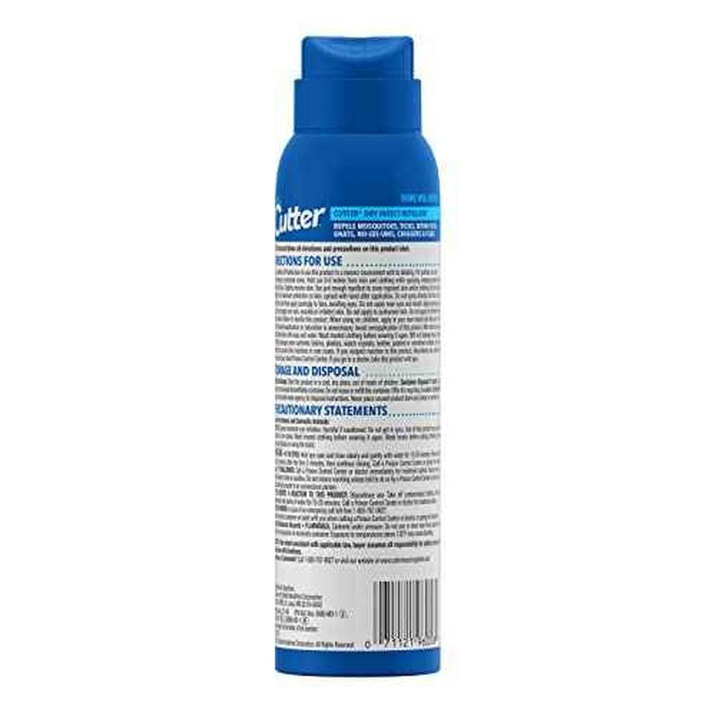 Cutter Dry Insect Repellent, Aerosol, 4-Ounce, 12-Count, Clear