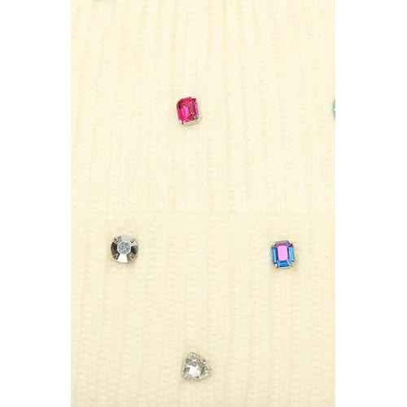 kate spade new york Women's Embellished Beanie, Winter Knit Hat, Wool Blend, Cream Multi, OS