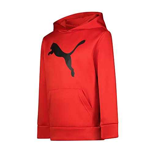 PUMA Boys' Logo Pullover Hoodie, Fleece Sweatshirt, Large Front Pocket
