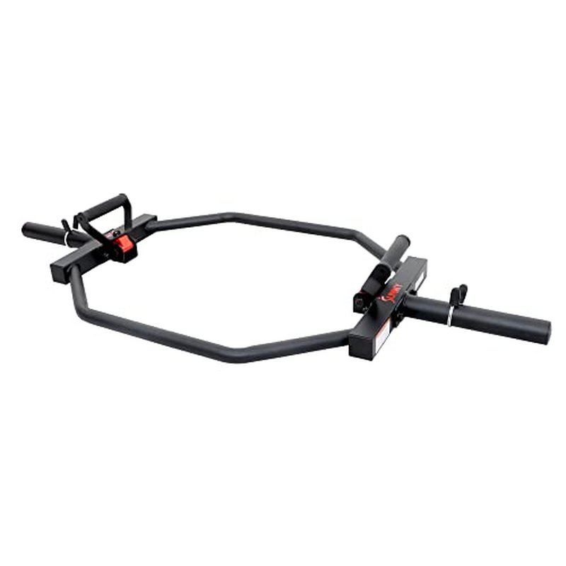 Sunny Health & Fitness Strength Training Olympic Hex Bar Barbell, High Load Capacity, Swivel Handles, Safety Clips, Knurled Handles for Deadlifts, Shoulder Presses, Shrugs, Back Rows, Weightlifting