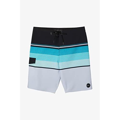 O'NEILL Men's 21 Inch 4-Way Stripe Boardshorts - Quick Dry Swim Trunks for Men with Fabric and Pockets