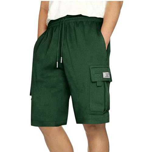 Generic Cargo Shorts for Men Stretch Waist Casual Shorts Summer Cotton Shorts Workout Gym Shorts Outdoor Hiking Shorts with Pockets Army Green, Medium