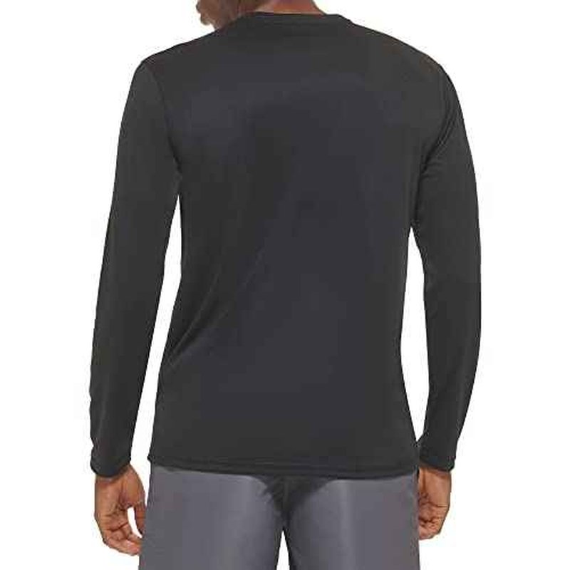 Calvin Klein Men's Standard Light Weight Quick Dry Long Sleeve 40+ UPF Protection Active Top, Black, X-Large