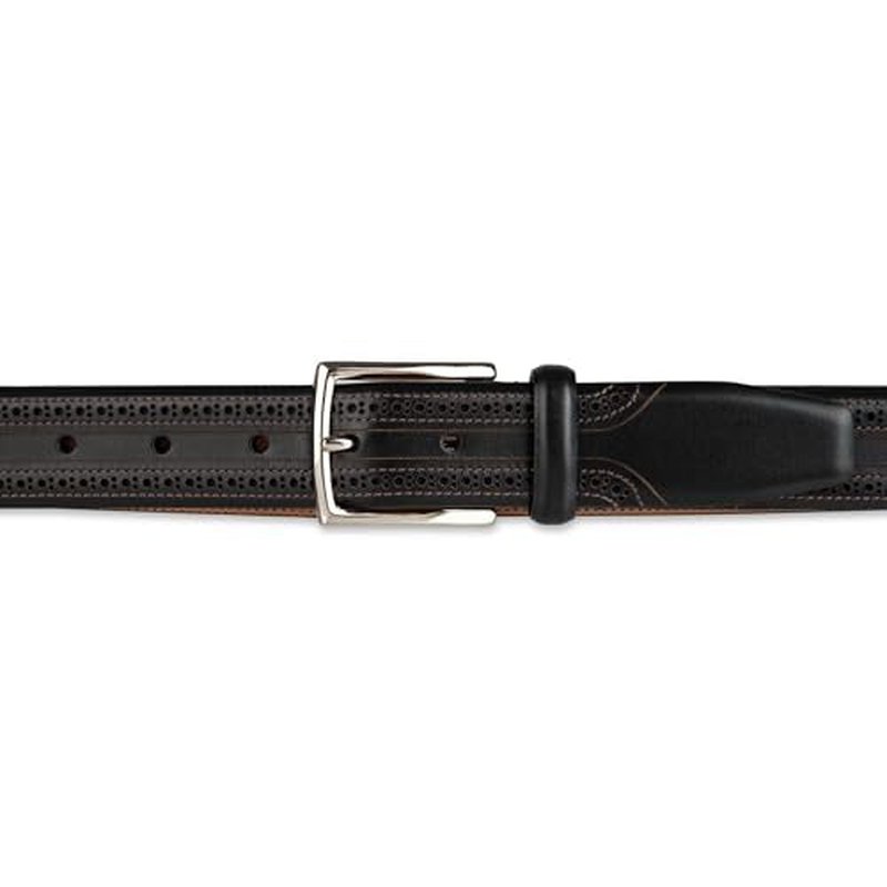 Cole Haan mens Black Leather Dress Belt - Classic Style With Polished Buckle for Work Or Formal Wear