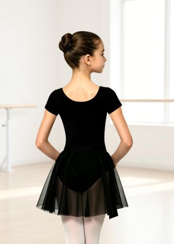 WYHDY Girls Ballet Leotard with Skirt Dance Dress Outfit 10-12 Years Black