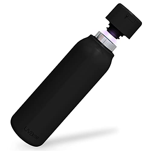 UVBRITE Go Self-Cleaning UV Water Bottle - 18.6 oz Insulated Stainless-Steel Rechargeable & Reusable Purifying Bottle - Sterilization & Travel-Friendly - BPA Free - Leakproof with Safety Lock (Black)