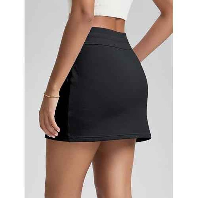 ODODOS Women's Cotton French Terry Skorts Drawstring Tie Built-in Shorts Daily Skirts with Pockets