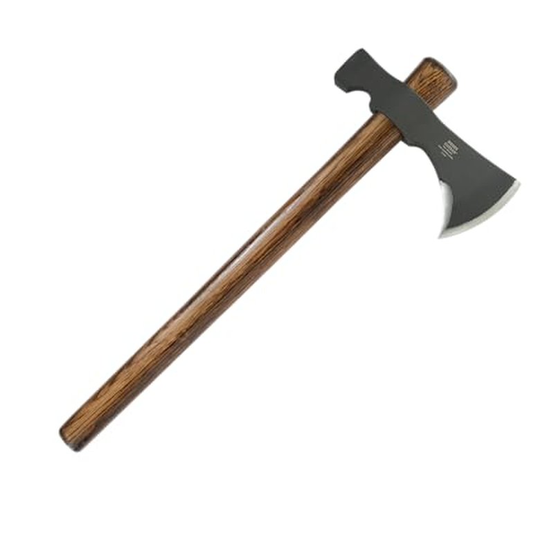 CRKT Black Woods Chogan Tomahawk Axe: RMJ T-Hawk Lightweight Outdoor Camping Axe with Hammerhead, Forged Carbon Steel Blade, Hickory Wooden Handle, Includes Sheath 2730KS