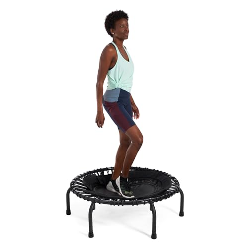 JumpSport Lightweight Round Fitness Trampoline Rebounder Workout Home Gym Equipment with EnduroLast Elastic Cords for Adults and Kids