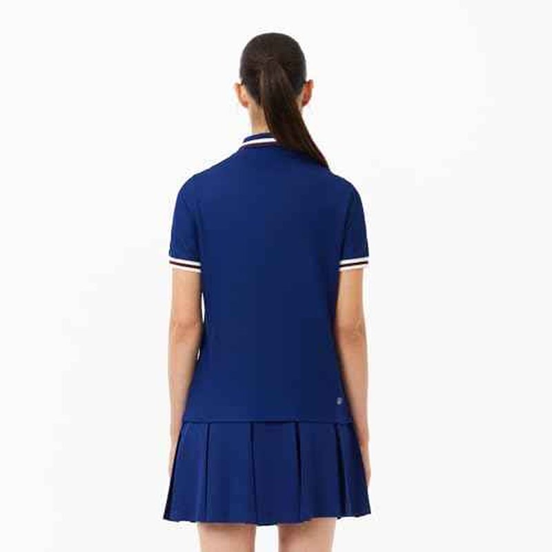 Lacoste Women's Sport Uv Protect Stripe Collar Tennis Polo Shirt