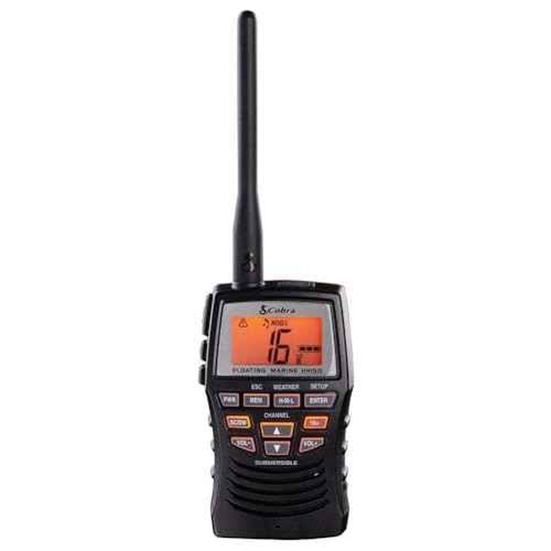 Cobra VHF Marine Radio - MR HH150 FLT - 3 Watt, Floating, Long Range, Handheld, NOAA, International, Waterproof, Submersible, Weather Alerts, LCD Screen, Belt Clip