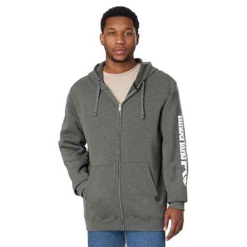 Timberland PRO Men's Hood Honcho Sport Full-Zip Hooded Sweatshirt, Dark Charcoal Heather/White, 4X-Large
